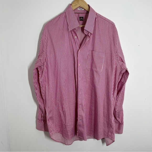 peter millar pink and white striped long sleeve button up mens size XL - Picture 4 of 9
